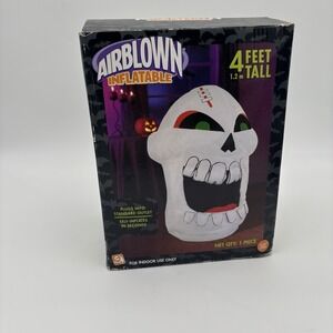 2006 Gemmy 4ft Skeleton Skull Airblown Inflatable Blowup Spooky Halloween‎ Decor